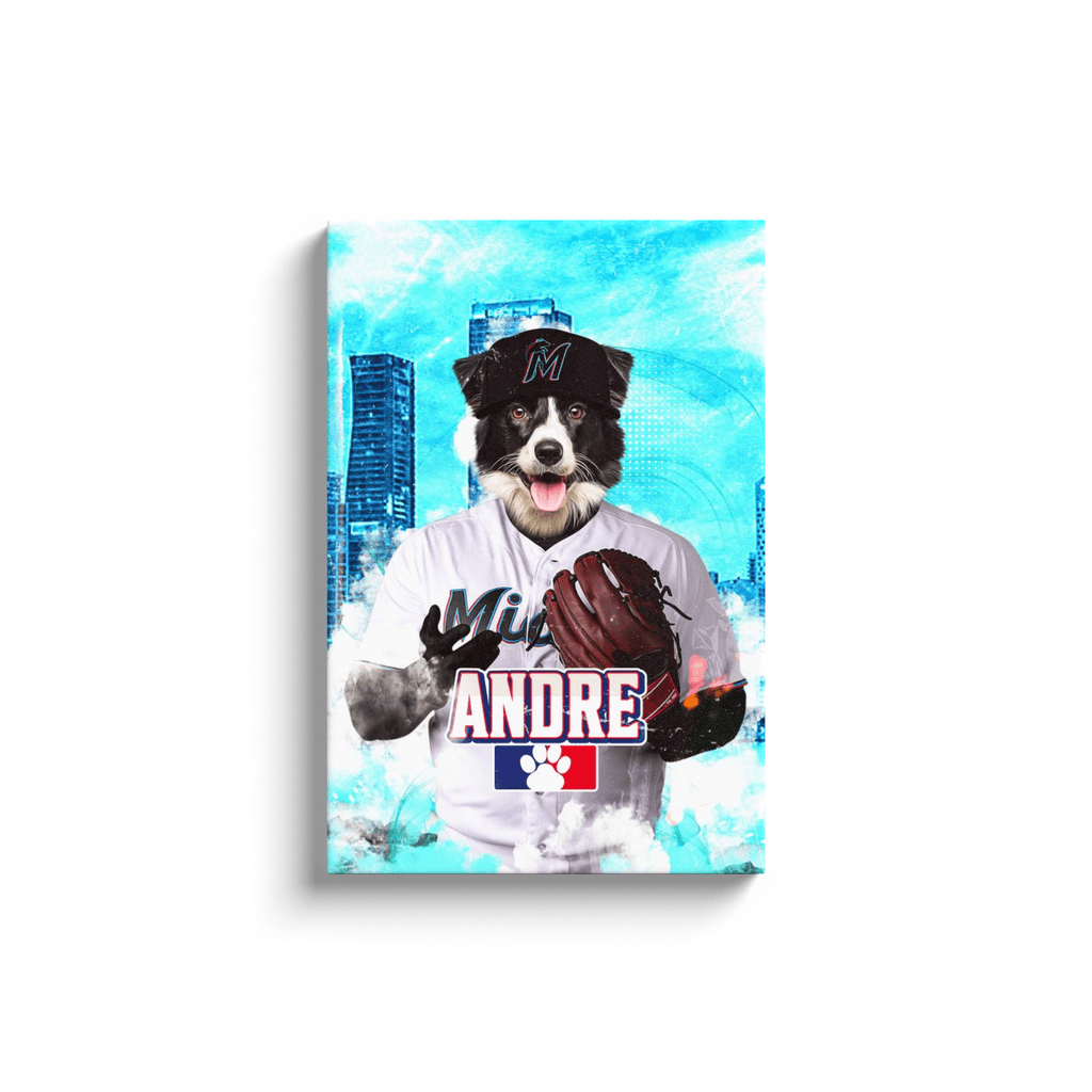 &#39;Miami Doggo Marlins&#39; Personalized Pet Canvas