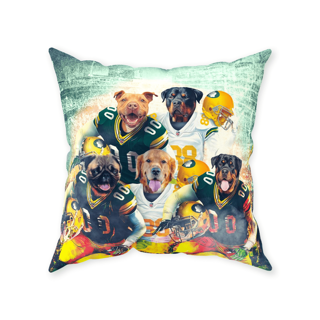 &#39;Green Bay Doggos&#39; Personalized 5 Pet Throw Pillow