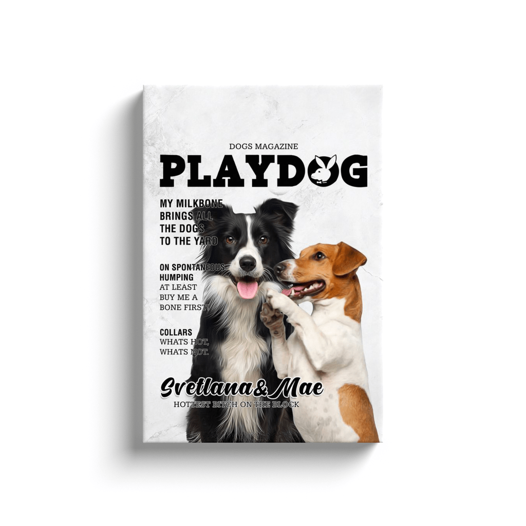 Lienzo personalizado para 2 mascotas &#39;Playdog&#39;