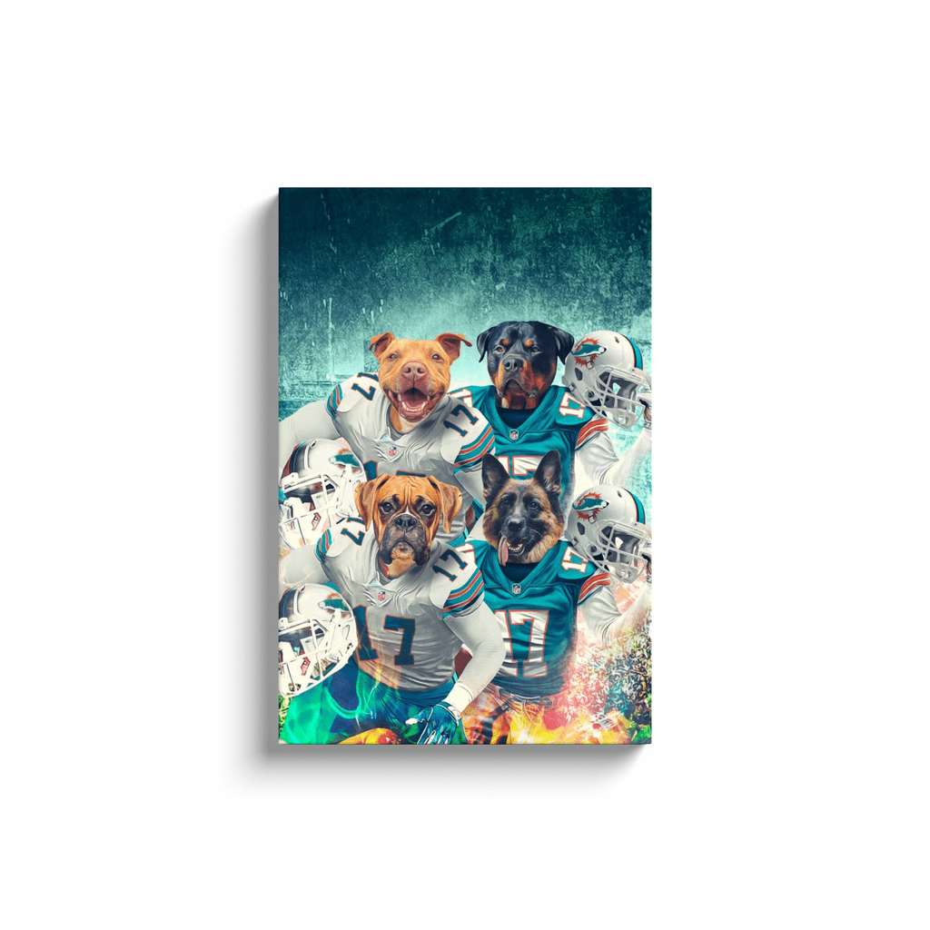 &#39;Miami Doggos&#39; Personalized 4 Pet Canvas