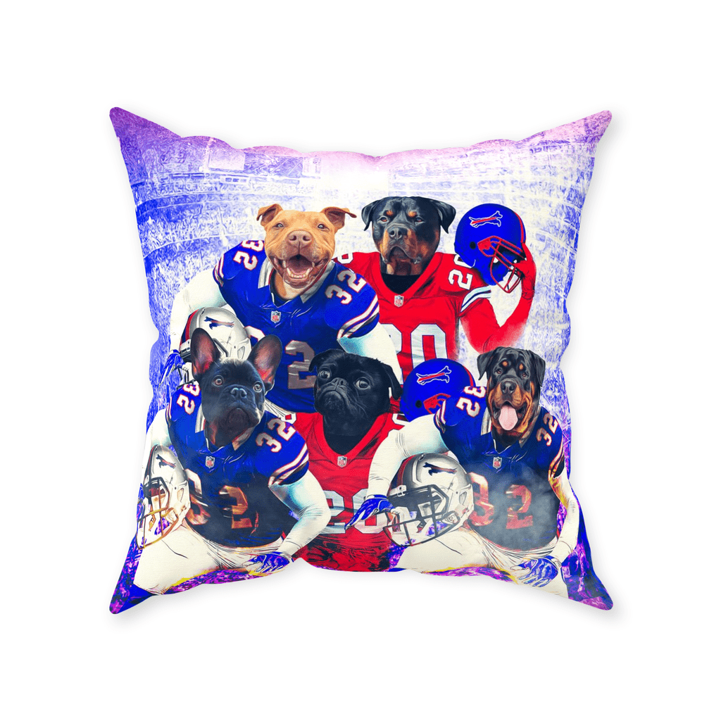 &#39;Buffalo Doggos&#39; Personalized 5 Pet Throw Pillow
