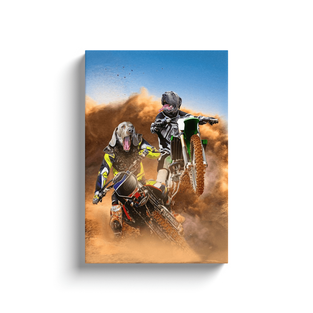&#39;The Motocross Riders&#39; Personalized 2 Pet Canvas
