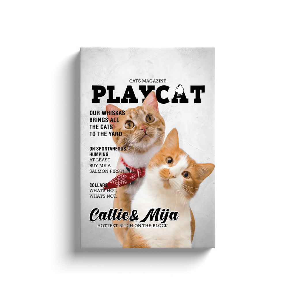 Lienzo personalizado para 2 mascotas &#39;Playcat&#39;