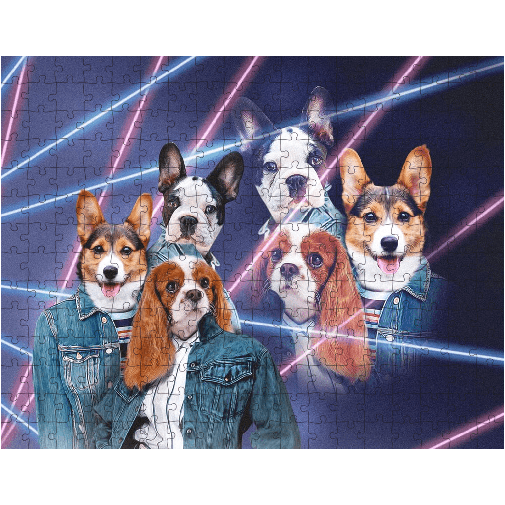 Rompecabezas personalizado de 3 mascotas &#39;Retrato Lazer de los años 80 (hembras)&#39;