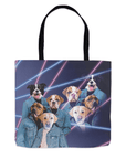 Bolsa de tela personalizada para 4 mascotas 'Retrato Lazer de los años 80 (4 machos)'