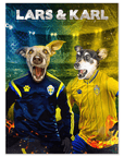Póster personalizado para 2 mascotas 'Sweden Doggos Euro Football'