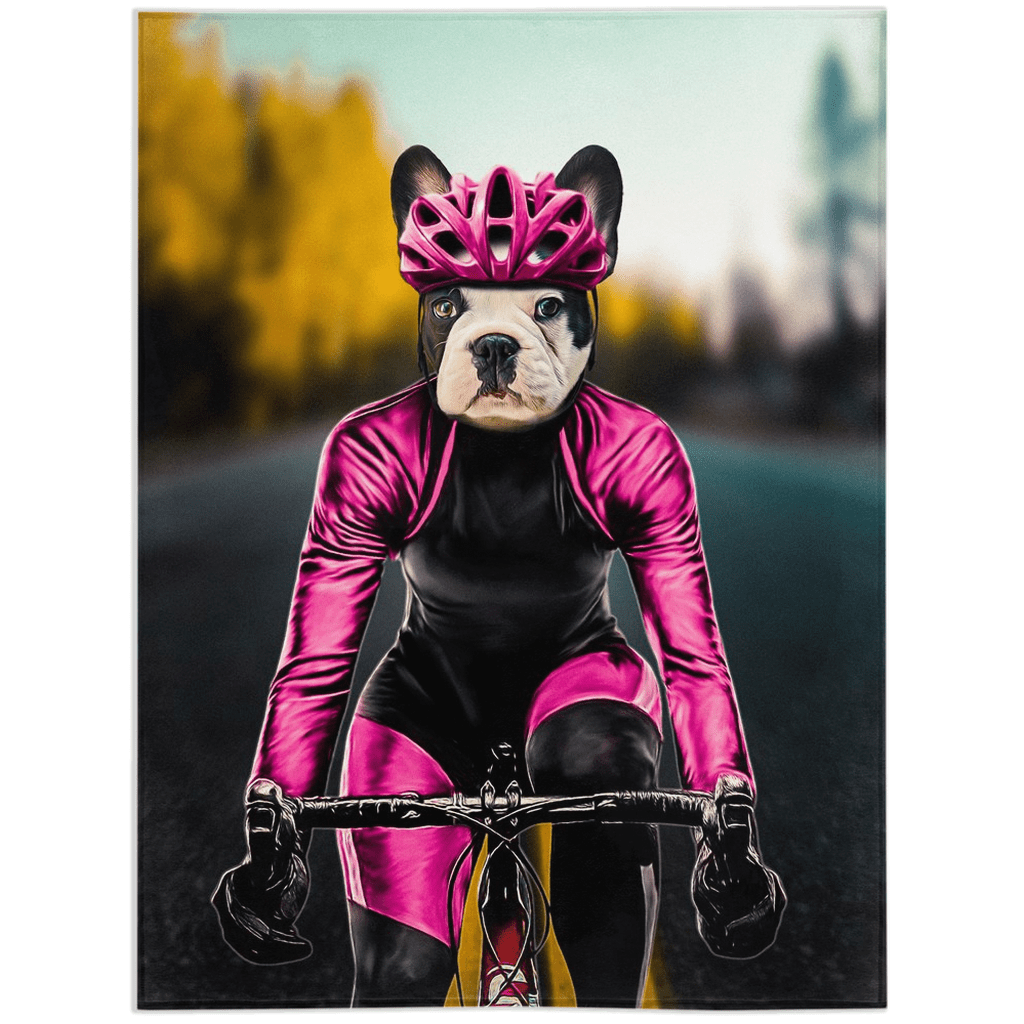 'The Female Cyclist' Personalized Pet Blanket