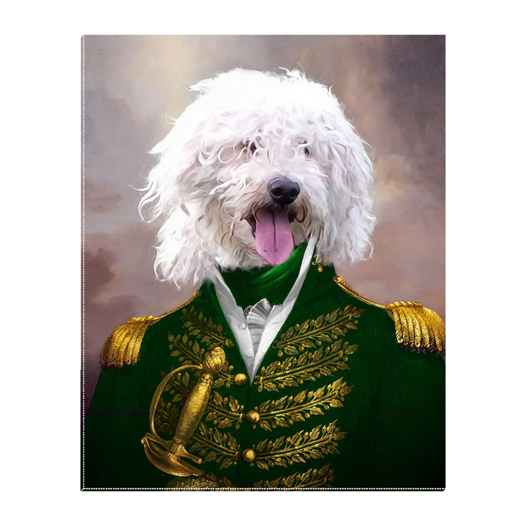 Lienzo de pie personalizado para mascotas &#39;El Almirante Verde&#39;