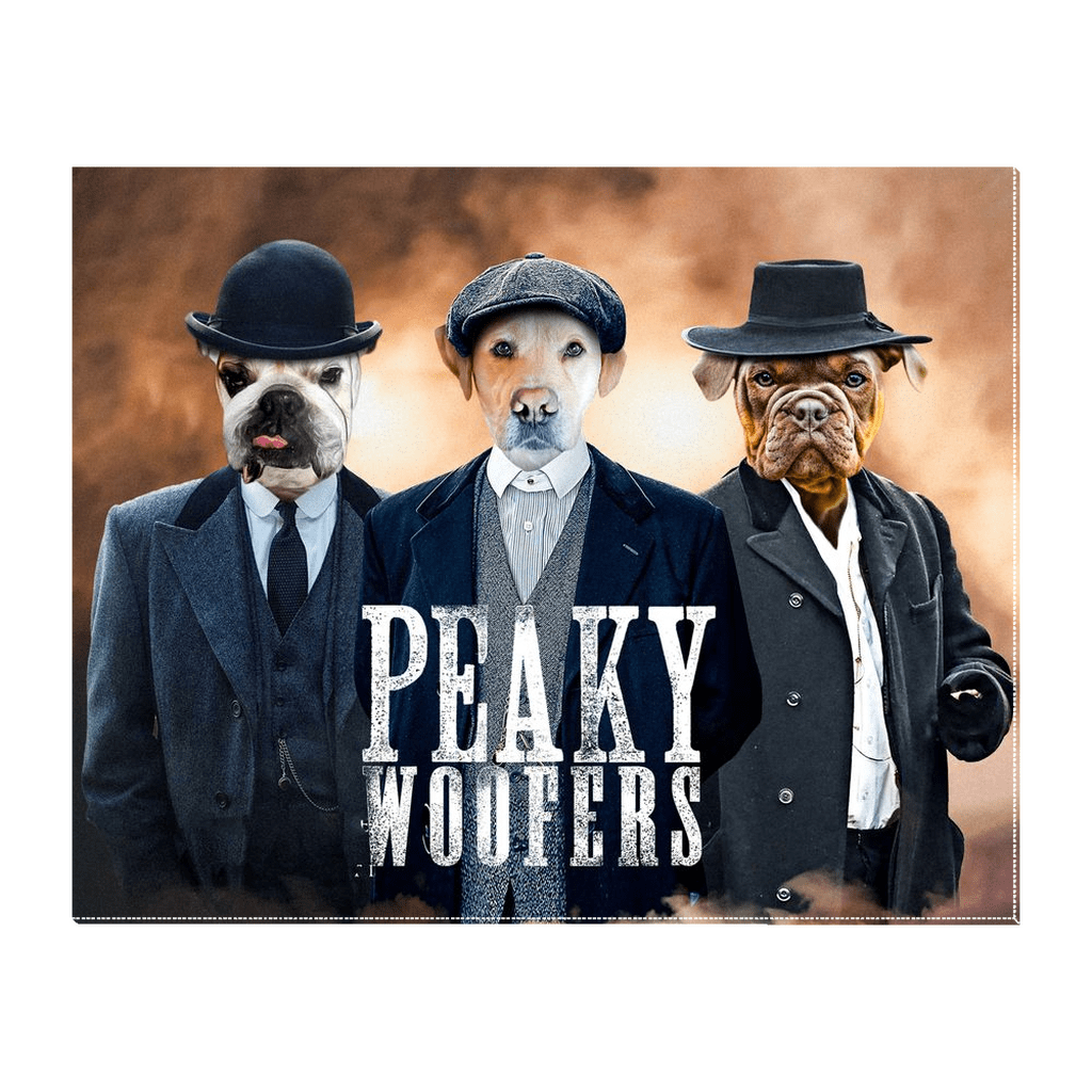 &#39;Peaky Woofers&#39; Personalized 3 Pet Standing Canvas