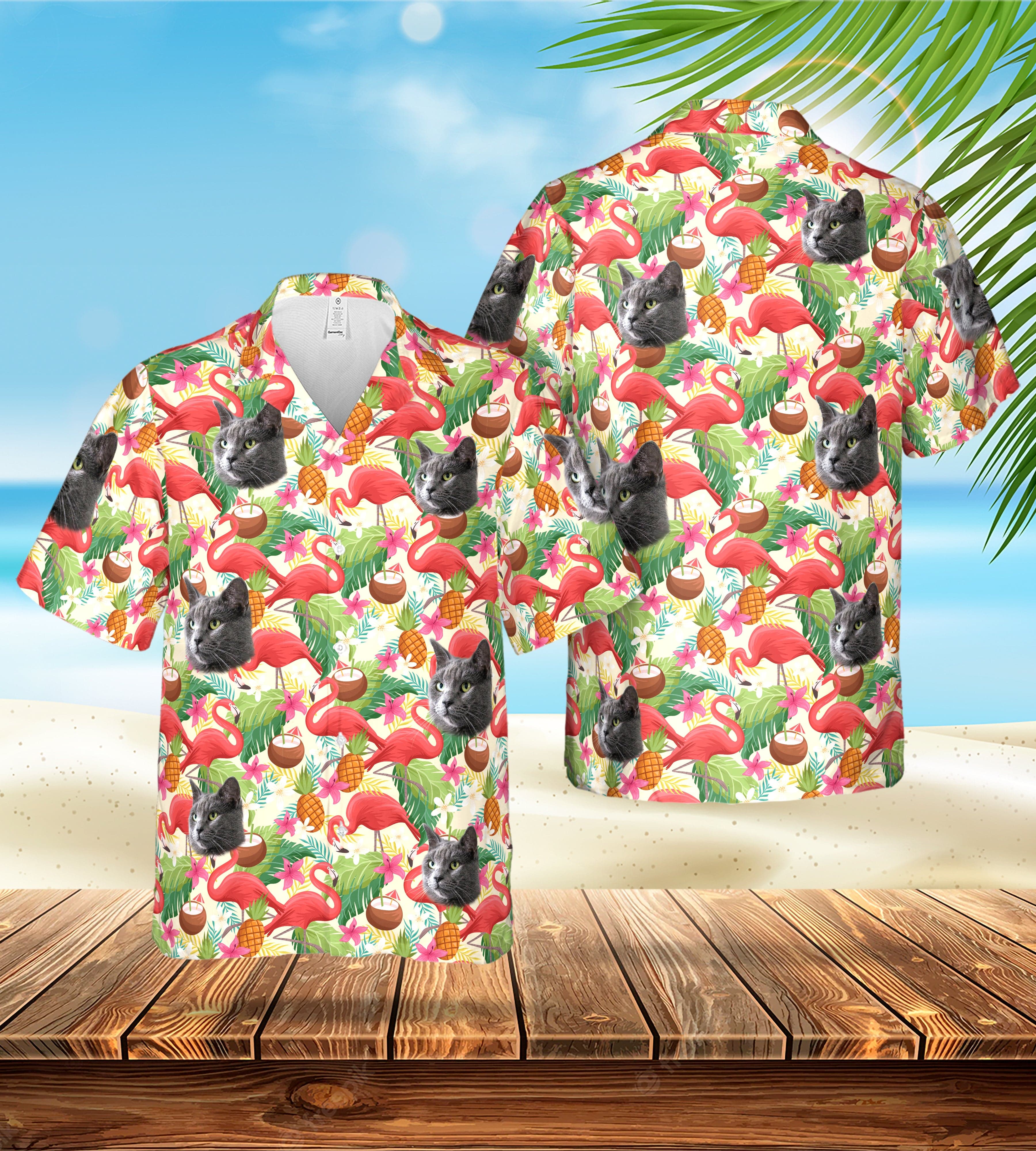Custom Hawaiian Shirt (Flamingo Paradise: 1-4 Pets)