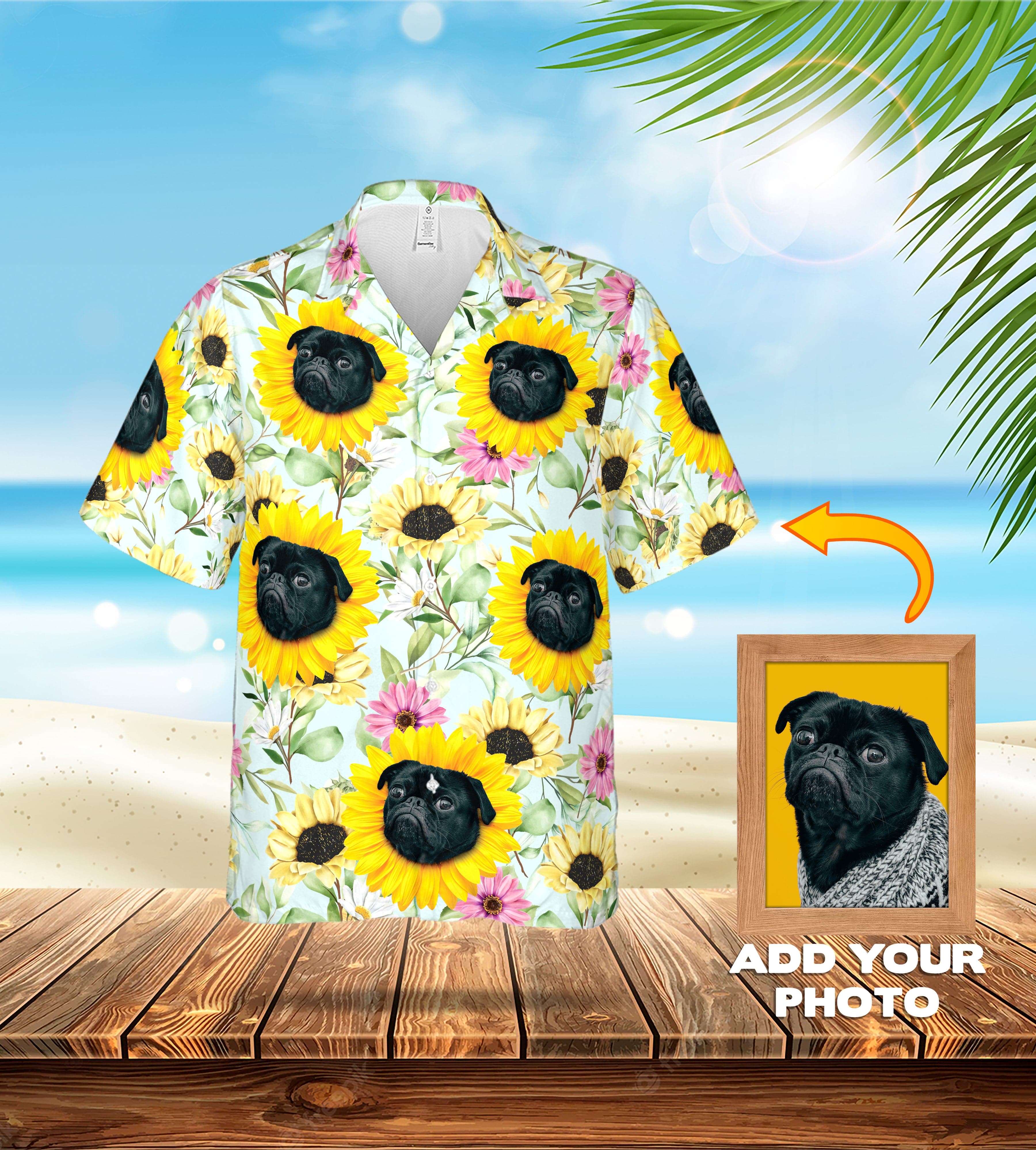 Custom Hawaiian Shirt (Sunflower Sky: 1-4 Pets)