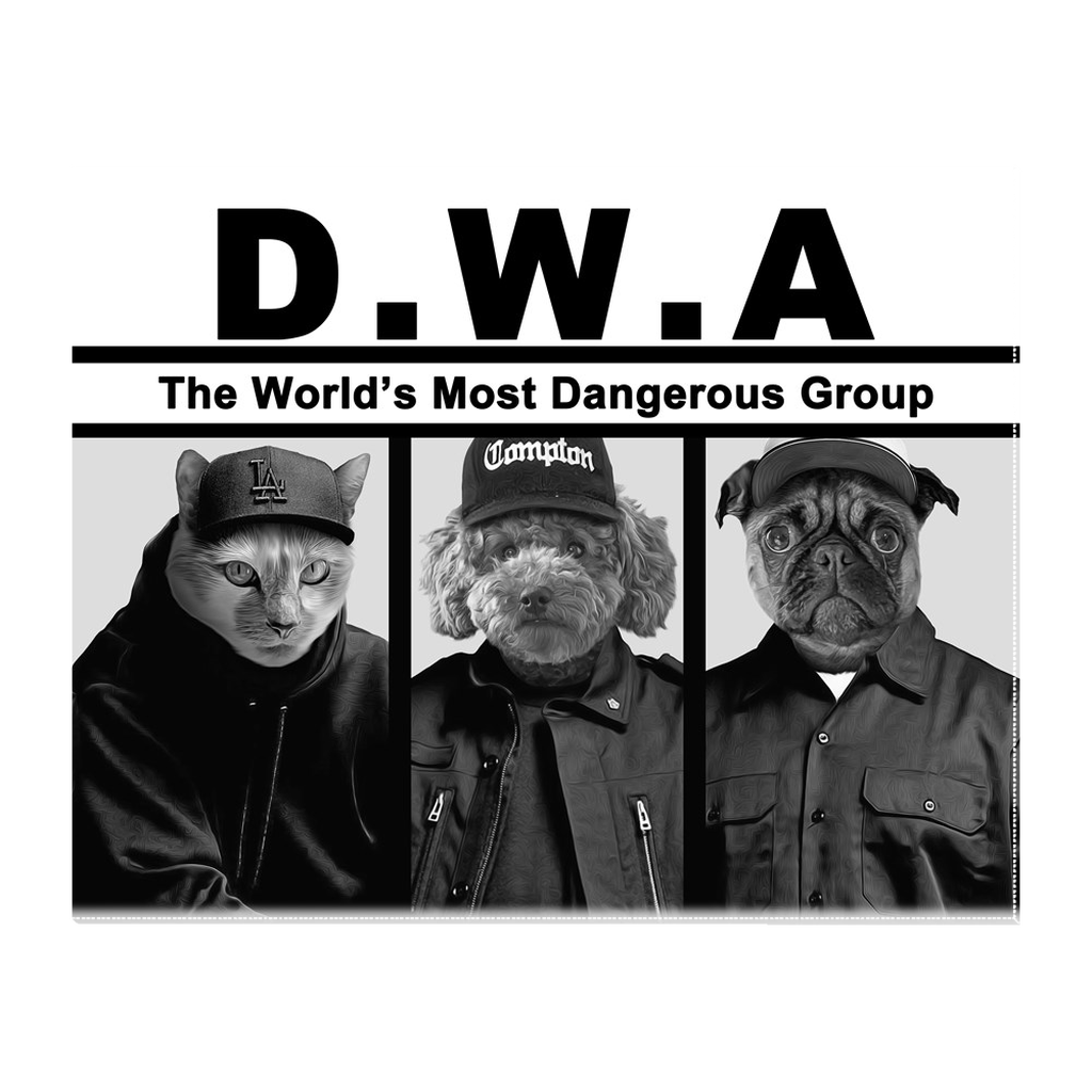 &#39;D.W.A. (Doggos With Attitude)&#39; Personalized 3 Pet Standing Canvas