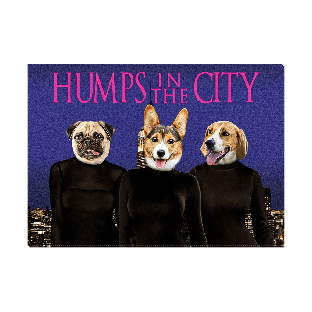 &#39;Humps in the City&#39; Personalized 3 Pet Standing Canvas