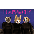 Lienzo personalizado para 3 mascotas 'Humps in the City'