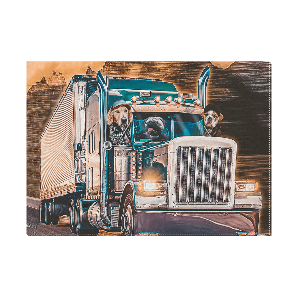 &#39;The Truckers&#39; Personalized 3 Pet Standing Canvas