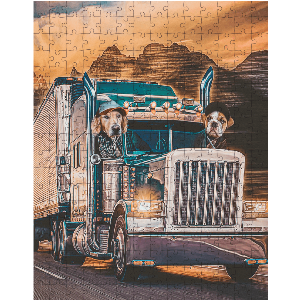 &#39;The Truckers&#39; Personalized 2 Pet Puzzle