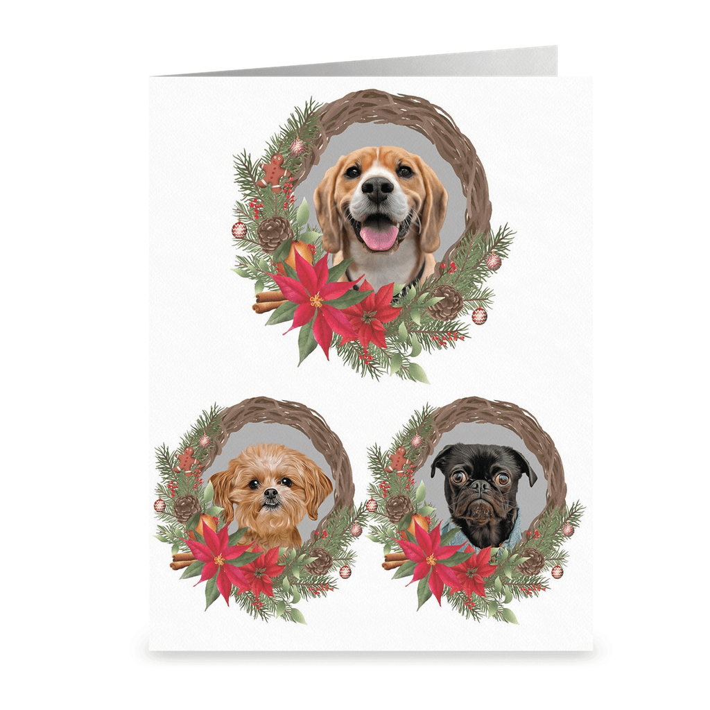 Doggovinci Tarjetas de Navidad personalizadas para 3 mascotas