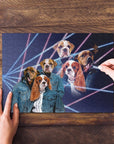 '1980s Lazer Portrait (2 Male, 1 Female)' Personalized 3 Pet Puzzle