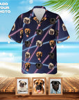 Custom Hawaiian Shirt (1980's Lazer Portrait: 1-4 Pets)