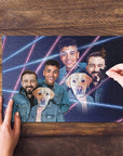 '1980s Lazer Portrait 1 Pet/Humans(Males)' Personalized Puzzle
