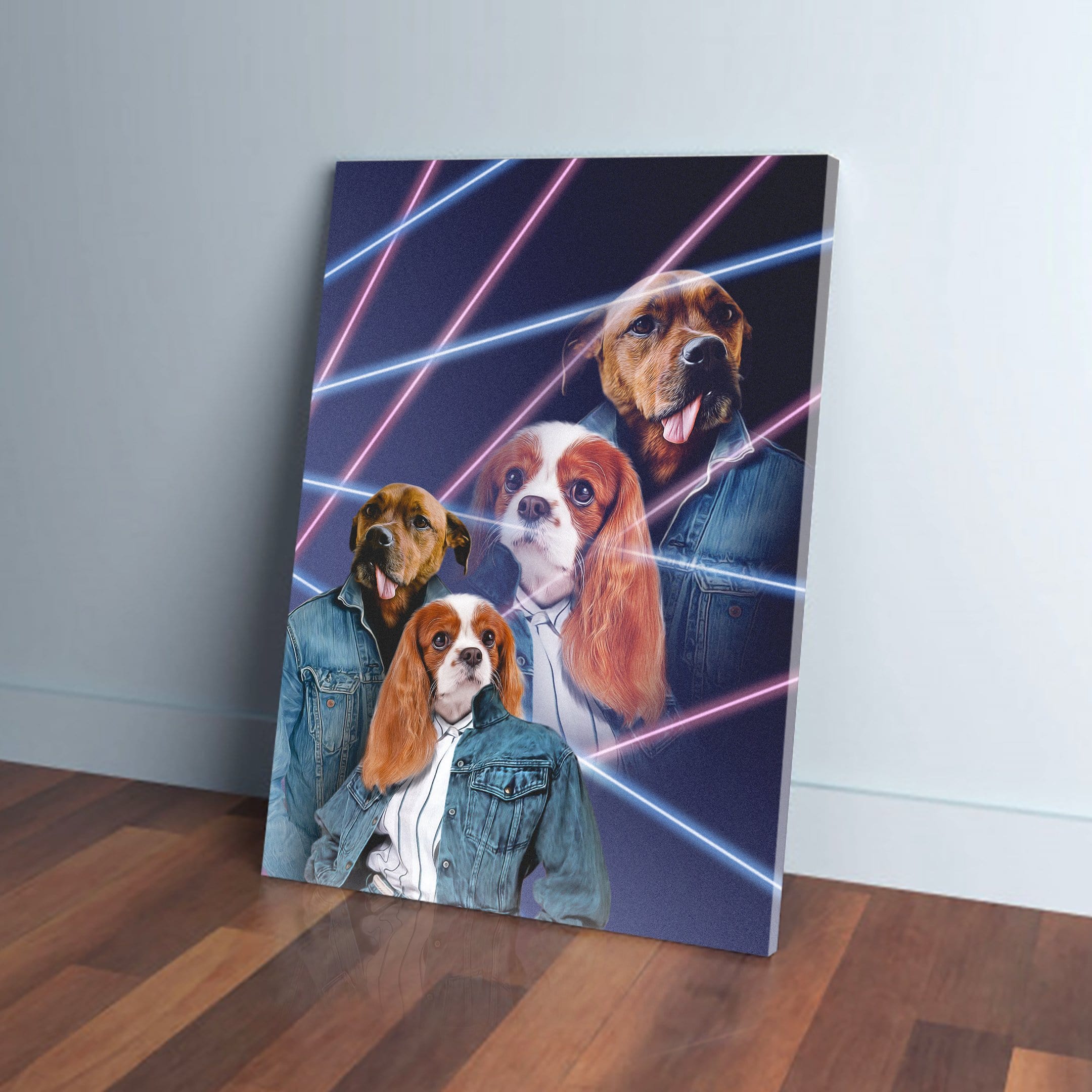 &#39;1980s Lazer Portrait&#39; Personalized 2 Pet Canvas
