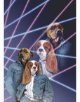 Retrato digital personalizado de 2 mascotas '1980s Lazer Portrait'
