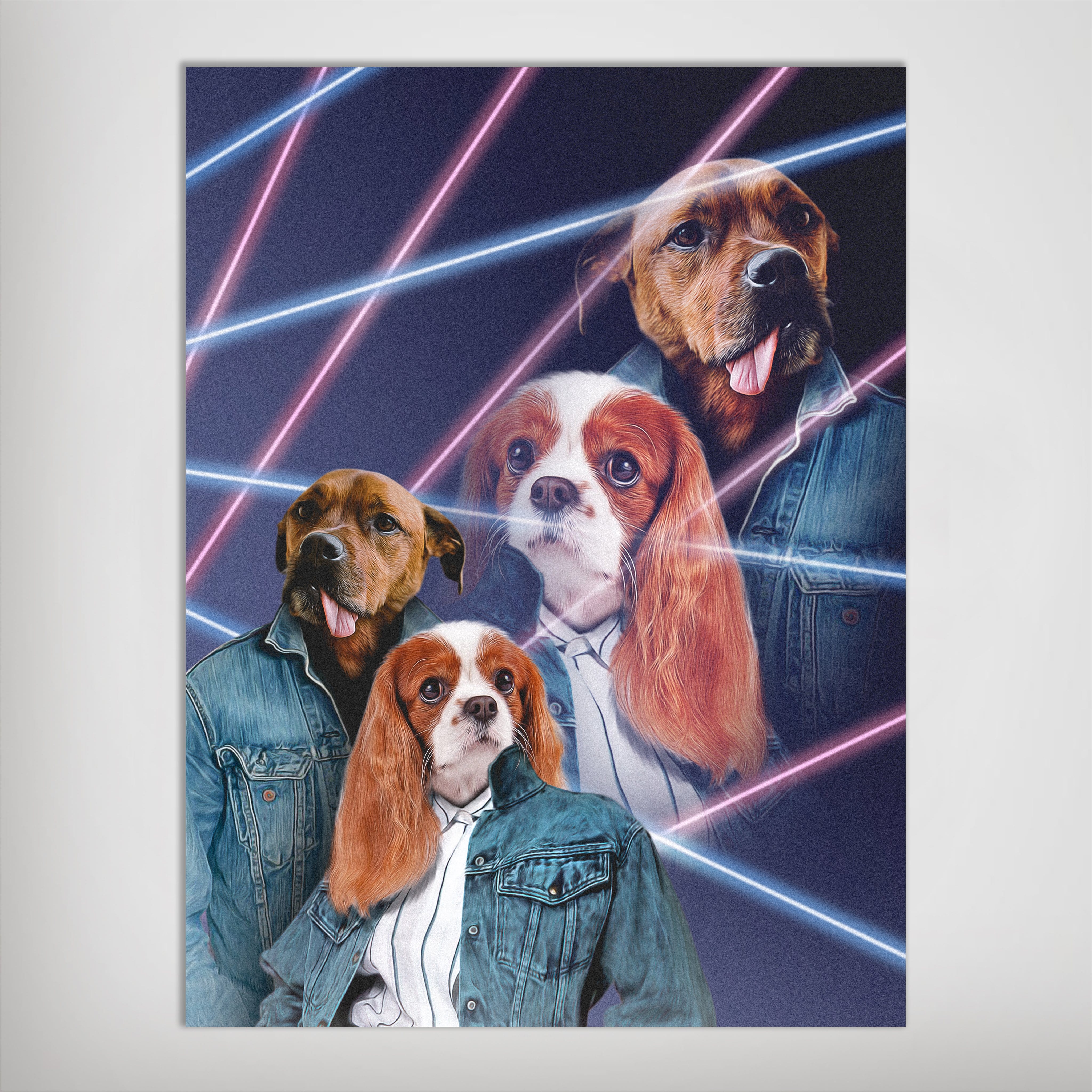 &#39;1980s Lazer Portrait&#39; Personalized 2 Pet Poster