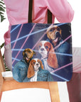 Bolsa de mano personalizada para 2 mascotas '1980s Lazer Portrait'