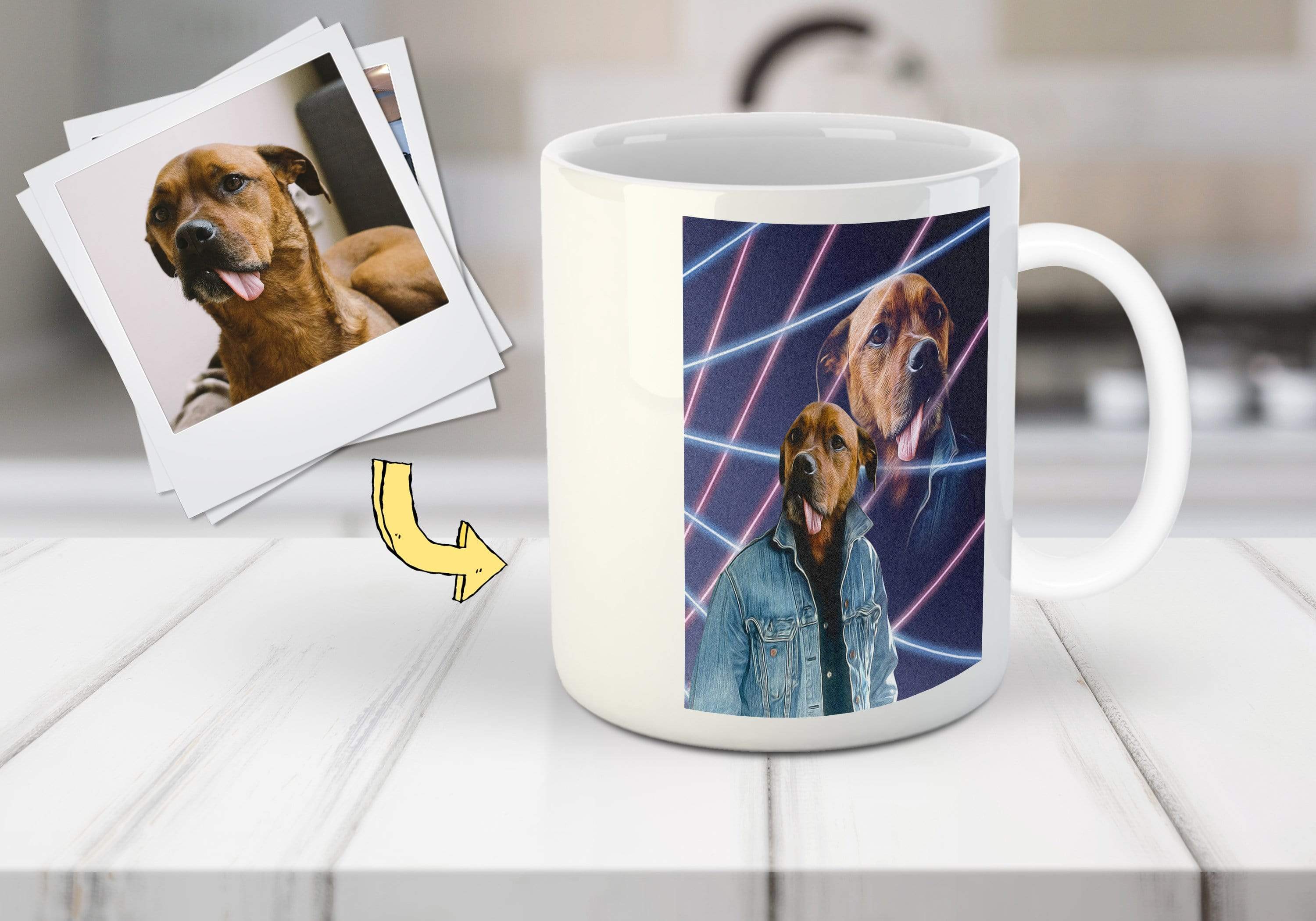 &#39;1980s Lazer Portrait&#39; Personalized Pet Mug