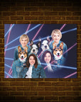 Póster personalizado 'Lazer Portrait 2 de los años 80, mascotas y humanos (hembras)'