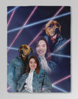 Manta personalizada 'Retrato Lazer de los años 80 mascota (masculino)/humano (femenino)' 