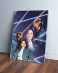 Lienzo personalizado 'Retrato Lazer de los años 80, mascota (masculino)/humano (femenino)'