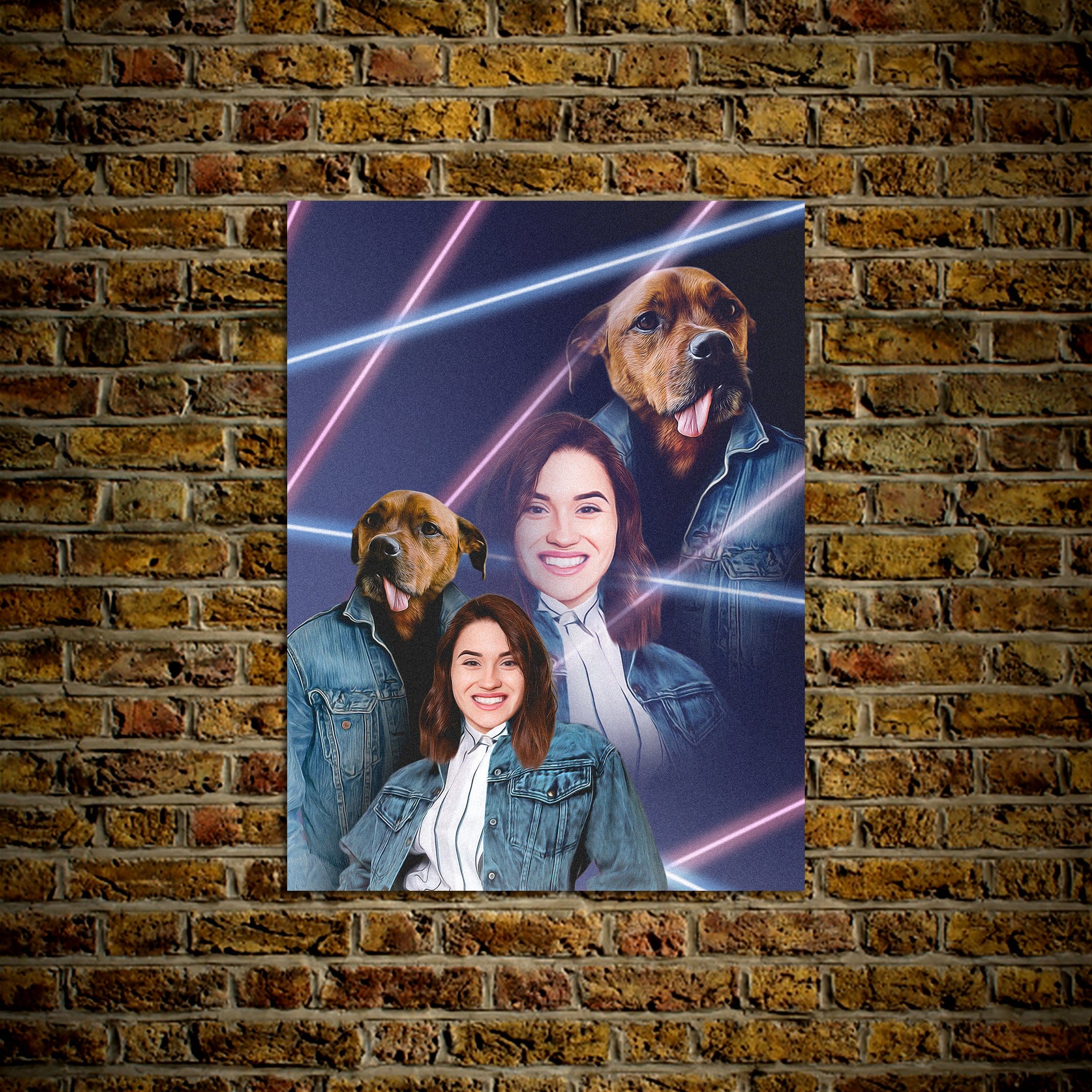 &#39;1980s Lazer Portrait Pet(Male)/Human(Female)&#39; Personalized Poster
