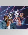 Manta personalizada para 3 mascotas 'Retrato Lazer de los años 80 (2 hembras/1 macho)' 