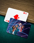 '1980's Lazer Portrait (2 Males/1 Female)' Personalized 3 Pet Playing Cards