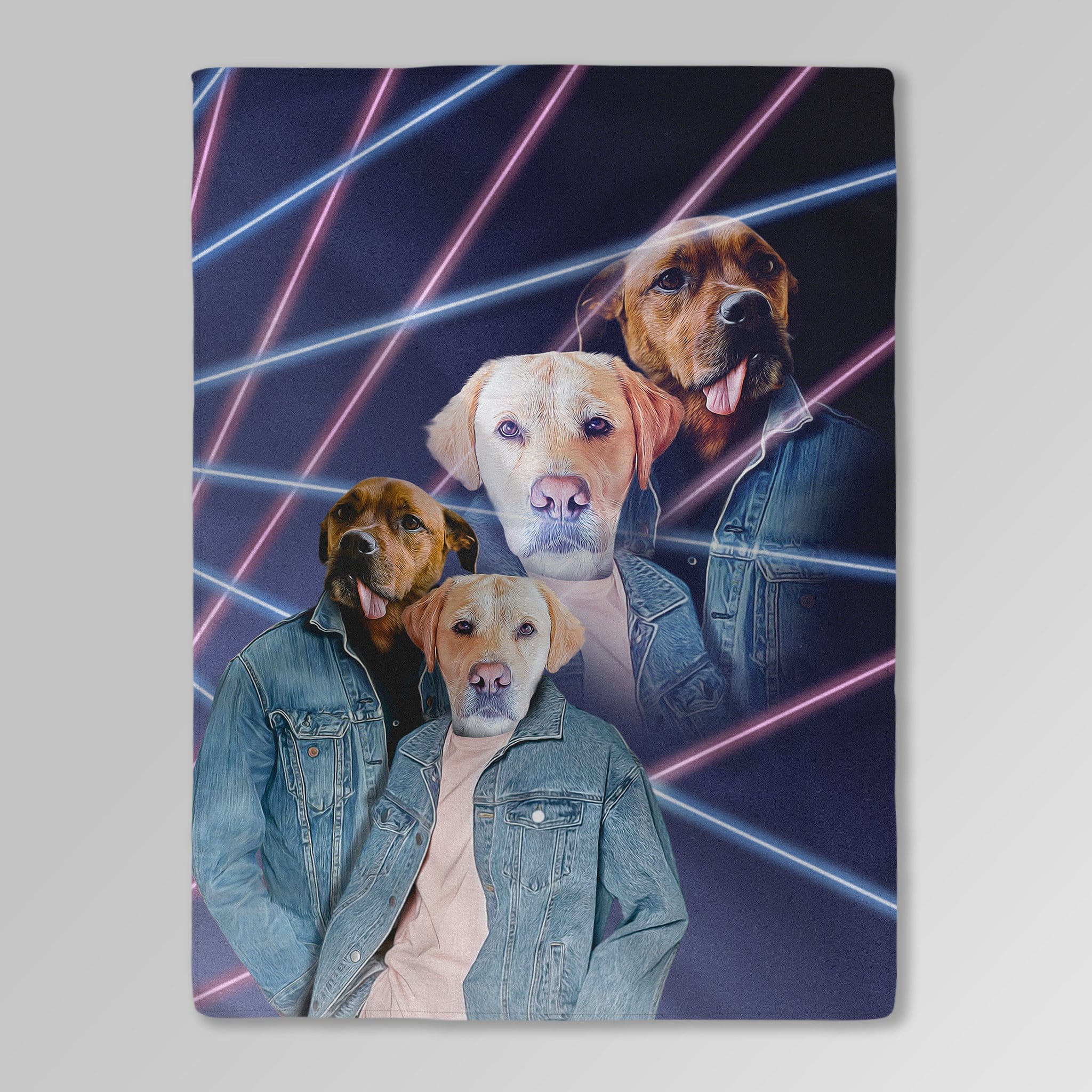 &#39;1980s Lazer Portrait&#39; Personalized 2 Pet Blanket