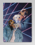 Manta personalizada para 2 mascotas '1980s Lazer Portrait' 