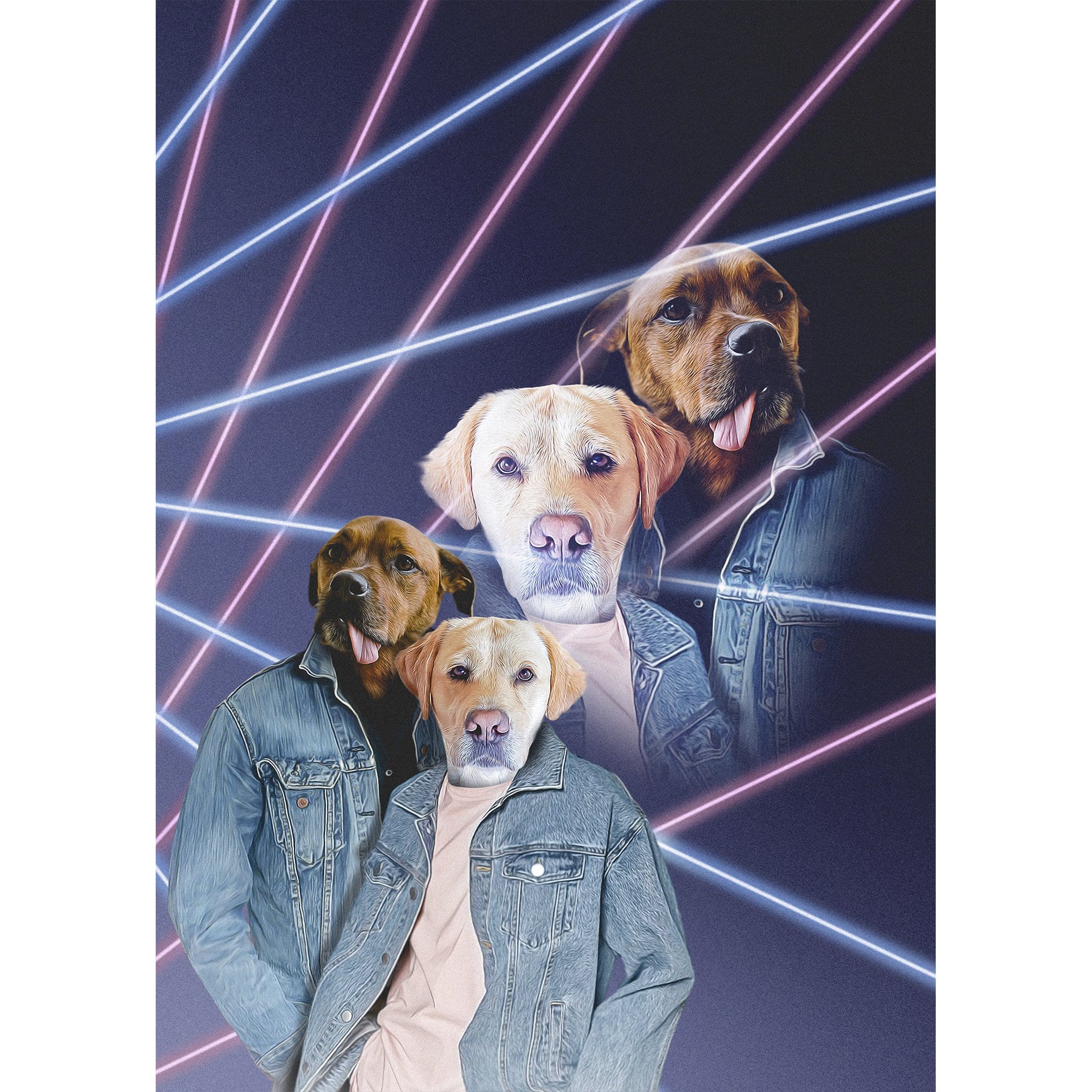 &#39;1980s Lazer Portrait&#39; Personalized 2 Pet Digital Portrait
