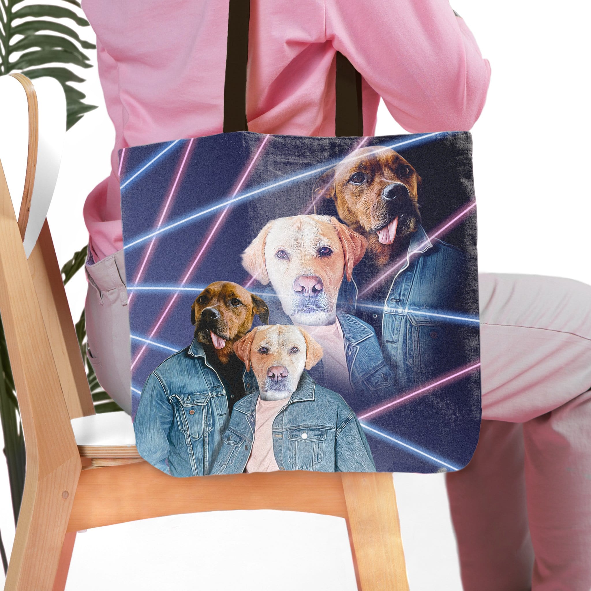 &#39;1980s Lazer Portrait&#39; Personalized 2 Pet Tote Bag
