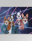 Manta personalizada para 3 mascotas 'Retrato Lazer de los años 80 (hembras)' 