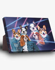 Lienzo personalizado con 3 mascotas de pie 'Retrato Lazer de los años 80 (hembras)'