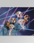 Manta personalizada para 3 mascotas 'Retrato Lazer de los años 80 (hombres)' 