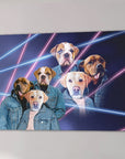 '1980s Lazer Portrait (Males)' Personalized 3 Pet Canvas