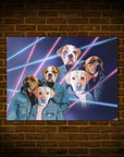 '1980's Lazer Portrait (Males)' Personalized 3 Pet Poster
