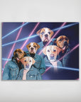 Póster personalizado con 3 mascotas 'Lazer Portrait (machos) de los años 1980'