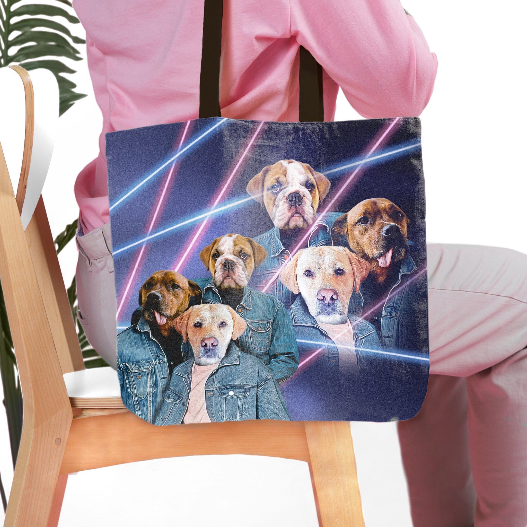 Bolsa de tela personalizada para 3 mascotas &#39;Retrato Lazer de los años 80 (hombres)&#39;