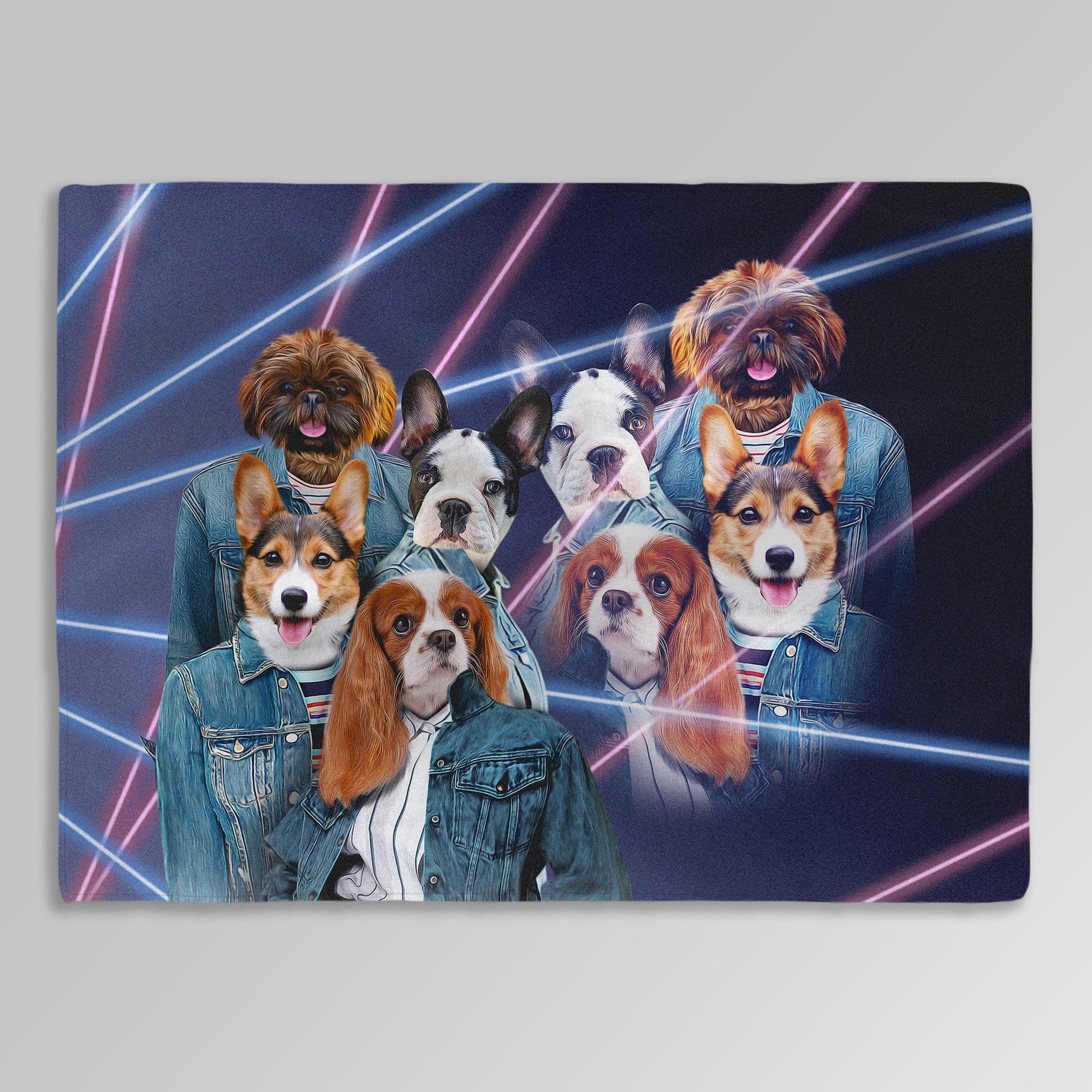 Manta personalizada para 4 mascotas &#39;Retrato Lazer de los años 80 (4 hembras)&#39; 