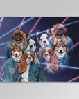 Manta personalizada para 4 mascotas 'Retrato Lazer de los años 80 (4 hembras)' 