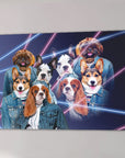 Lienzo personalizado para 4 mascotas 'Retrato Lazer de los años 80 (4 hembras)'