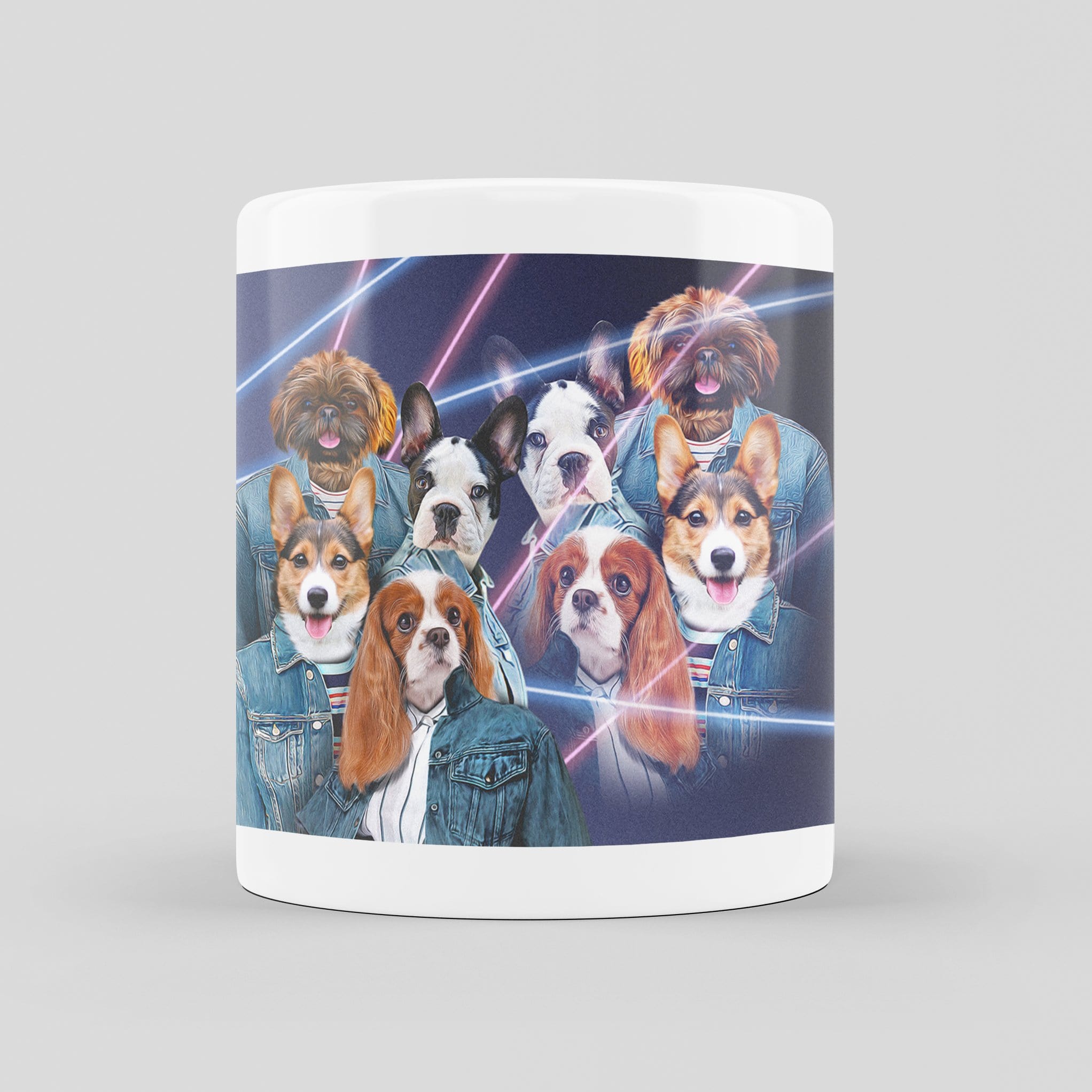 '1980's Lazer Portrait (4 Females)' Personalized 4 Pet Mug